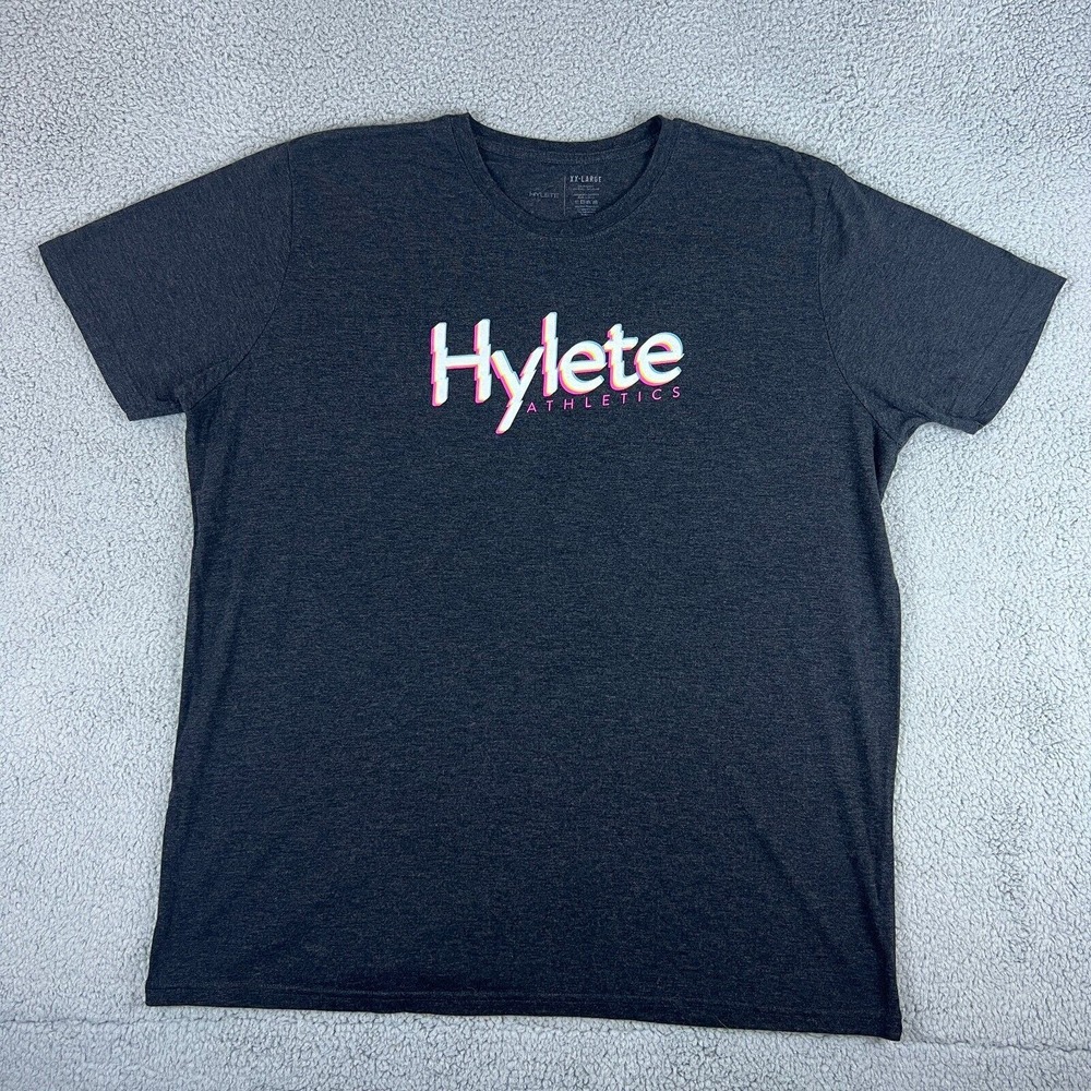 Hylete Athletic T Shirt Mens 2XL Black Logo Athleisure Gym Performance Rayon
